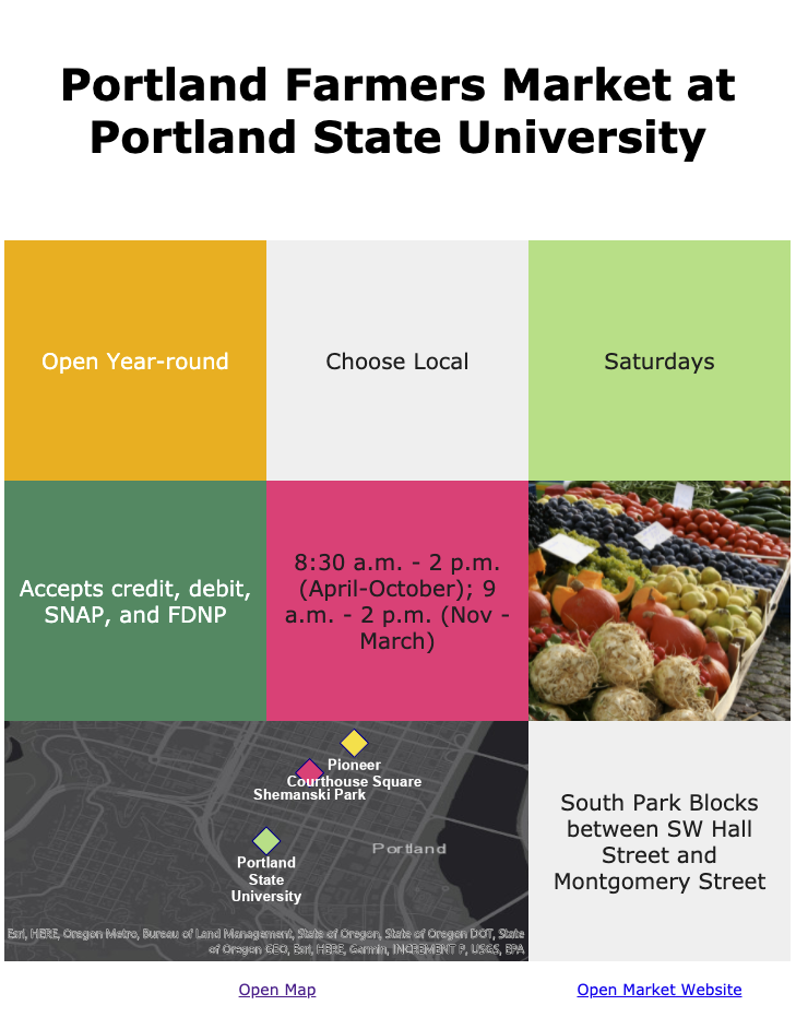 portland area farmers markets